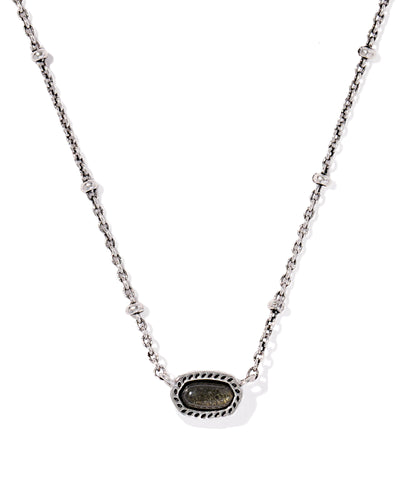 Kendra Scott Mini Elisa Silver Satellite Pendant Necklace in Golden Obsidian
