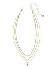 Kendra Scott Mini Elisa Gold Triple Strand Necklace in Azalea Illusion