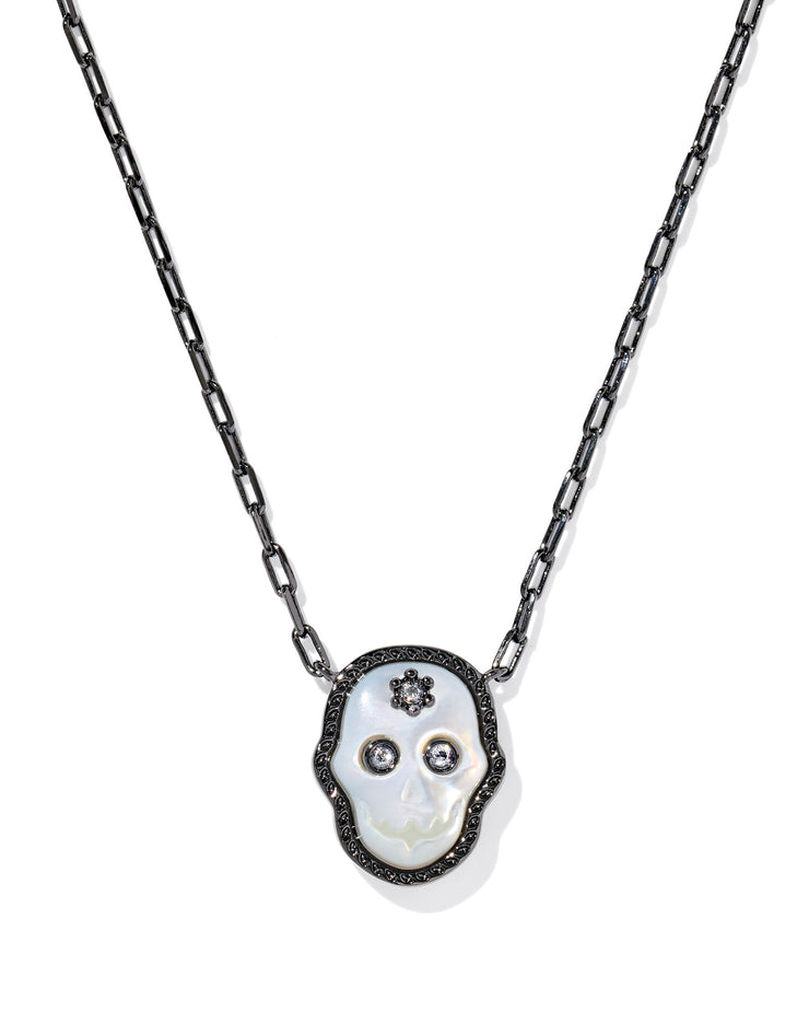 Kendra Scott Skeleton Gunmetal Pendant Necklace in Ivory Mother of Pearl