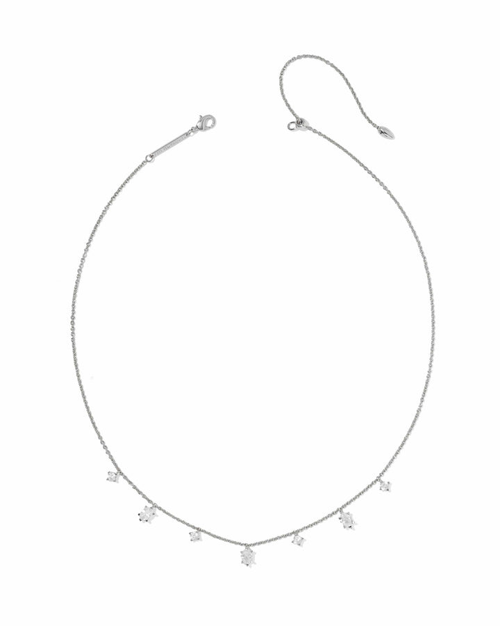 Kendra Scott Cailin Silver Delicate Strand Necklace in White CZ