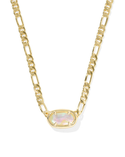 Kendra Scott Elisa Figaro Chain Pendant Necklace in Gold Iridescent Abalone