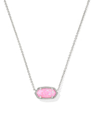 Kendra Scott Elisa Silver Short Pendant Necklace in Carnation Kyocera Opal