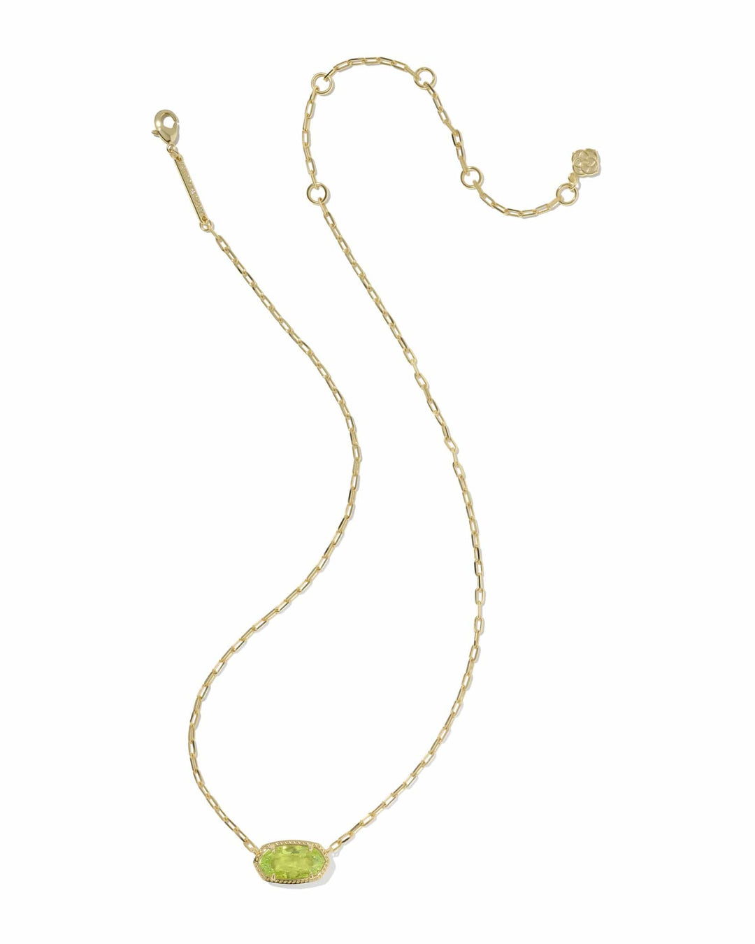 Kendra Scott Elisa Luxe Gold Short Pendant Necklace in Light Green CZ