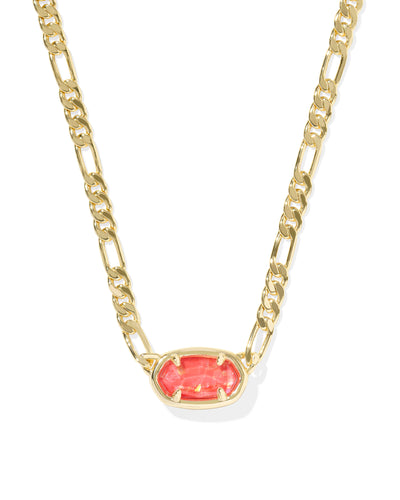Kendra Scott Elisa Figaro Chain Pendant Necklace in Gold Papaya Iridescent Mother of Pearl
