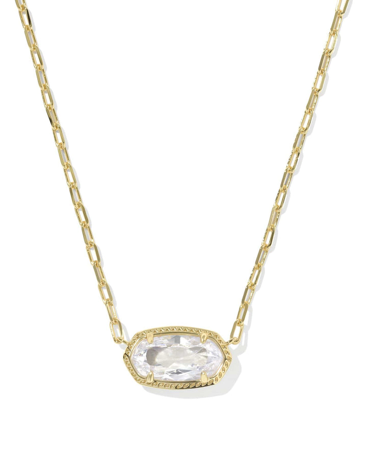 Kendra Scott Elisa Luxe Gold Short Pendant Necklace in White CZ