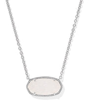 Kendra Scott Elisa Statement Silver Iridescent Drusy Short Pendant Necklace
