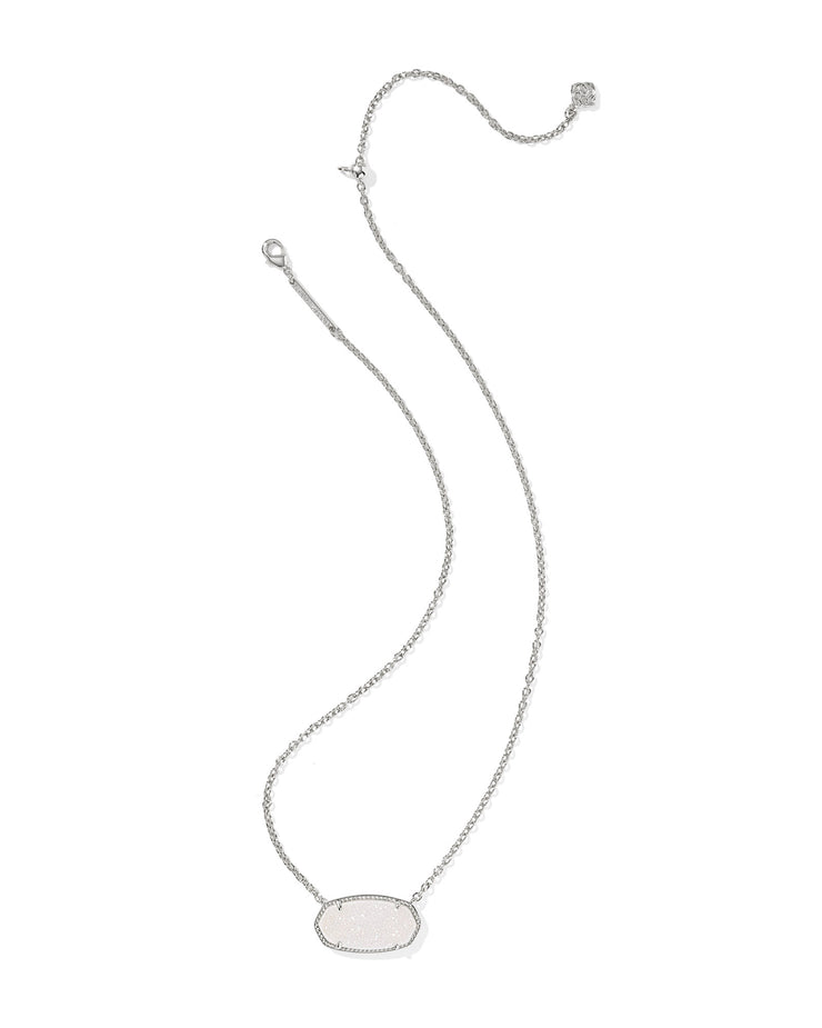 Kendra Scott Elisa Statement Silver Iridescent Drusy Short Pendant Necklace