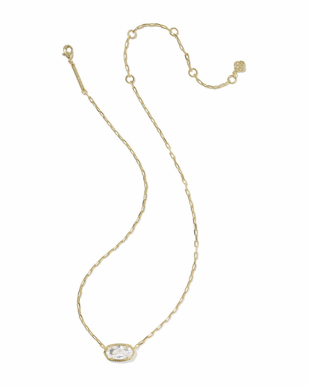 Kendra Scott Elisa Luxe Gold Short Pendant Necklace in White CZ