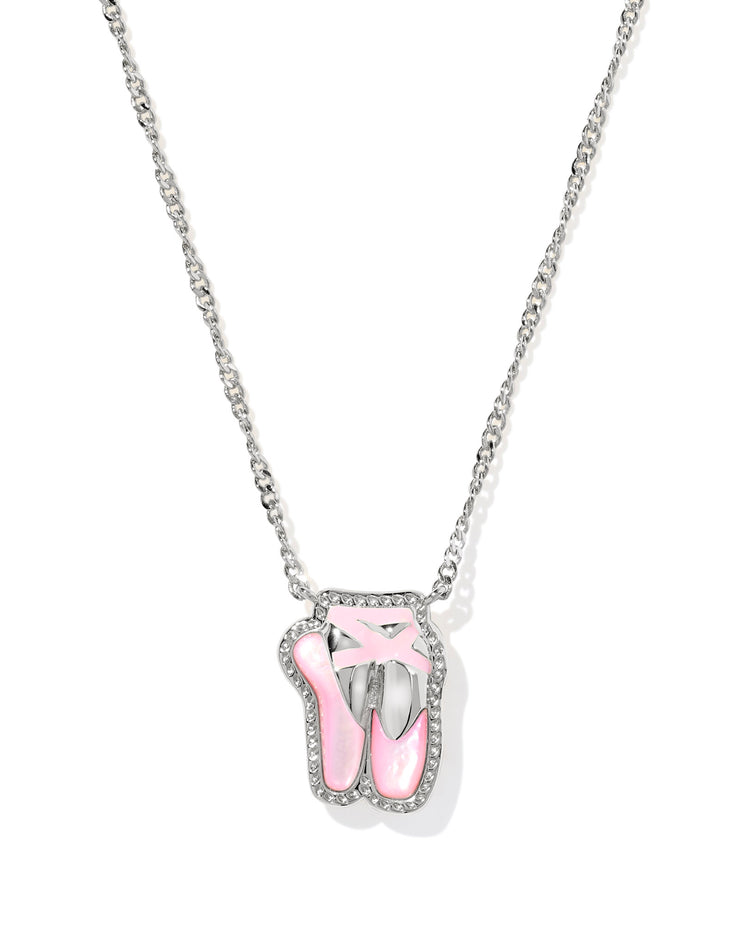 Kendra Scott Ballet Silver Short Pendant Necklace in Blush Mother of Pearl