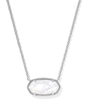 Kendra Scott Elisa Statement Silver Ivory Mother of Pearl Short Pendant Necklace