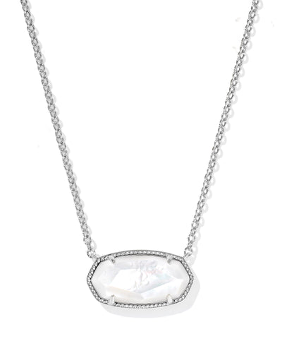 Kendra Scott Elisa Statement Silver Ivory Mother of Pearl Short Pendant Necklace