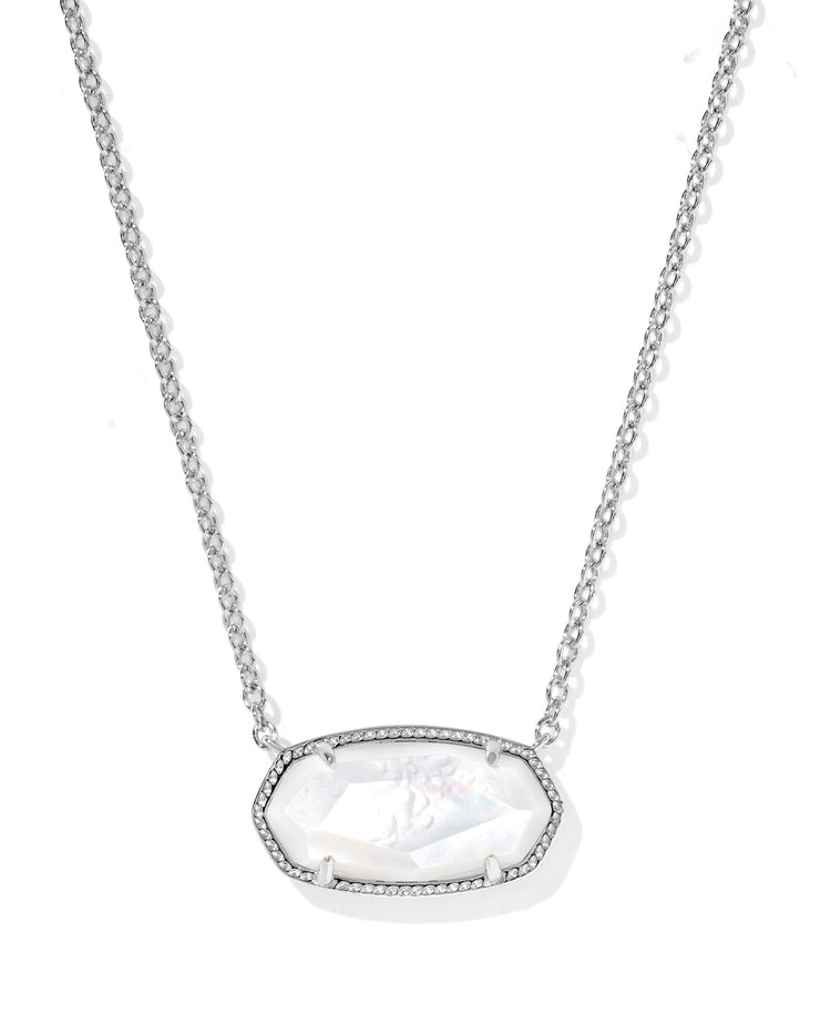 Kendra Scott Elisa Statement Silver Ivory Mother of Pearl Short Pendant Necklace