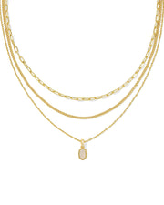 Kendra Scott Mini Elisa Gold Triple Strand Necklace in Iridescent Drusy