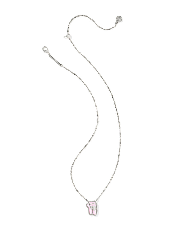 Kendra Scott Ballet Silver Short Pendant Necklace in Blush Mother of Pearl