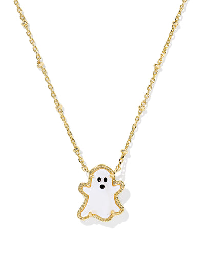 Kendra Scott Ghost Gold Pendant Necklace in White Mother of Pearl