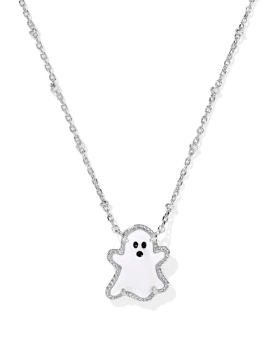 Kendra Scott Ghost Silver Pendant Necklace in White Mother of Pearl