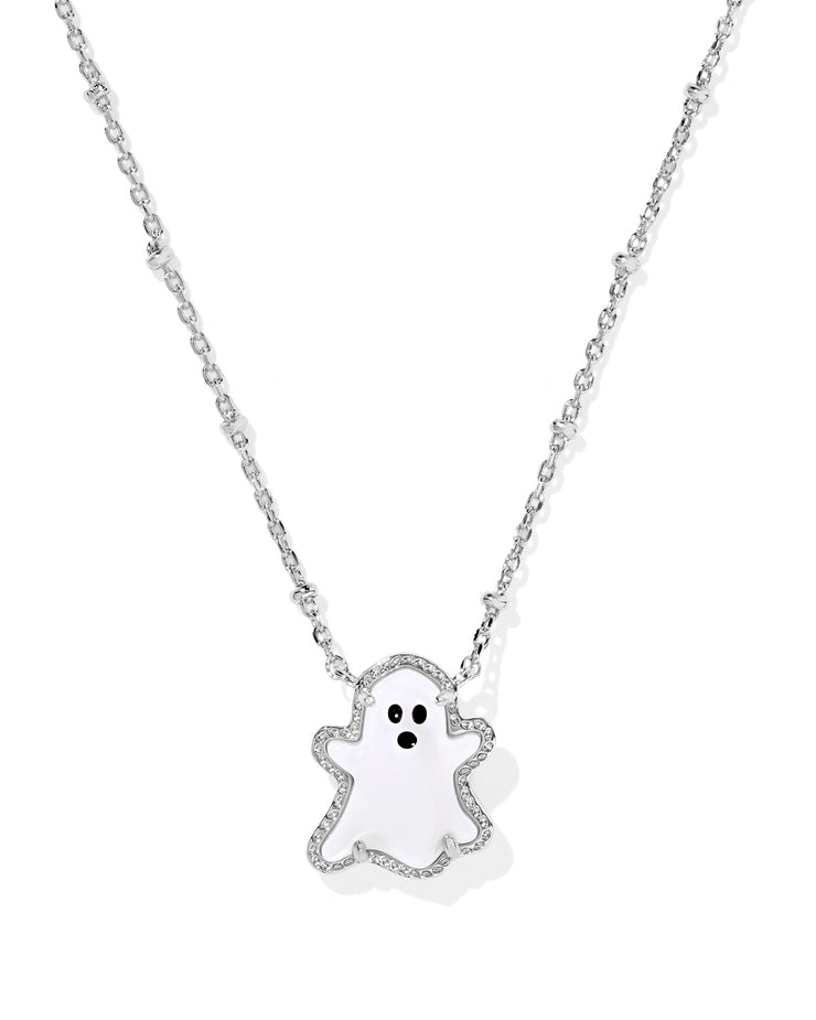 Kendra Scott Ghost Silver Pendant Necklace in White Mother of Pearl