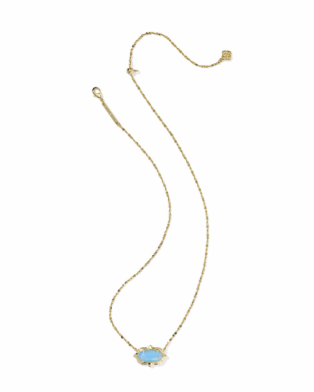 Kendra Scott Elisa Scallop Frame Gold Pendant Necklace in Sky Blue Iridescent Abalone