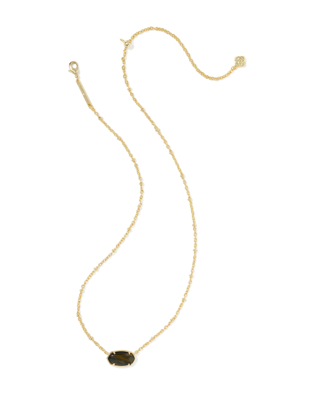 Kendra Scott Tiger Striped Gold Elisa Necklace - Dark Brown Hawk’s Eye