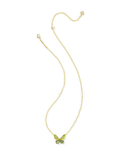 Kendra Scott Bianca Butterfly Gold Pendant Necklace in Green Mix