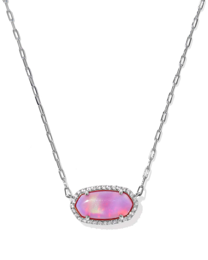 Kendra Scott Elisa Pave Pink Opalescent Silver Necklace