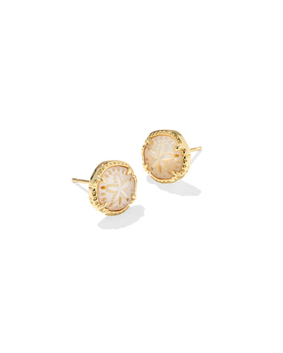 Kendra Scott Sand Dollar Gold Natural Mother of Pearl Stud Earrings