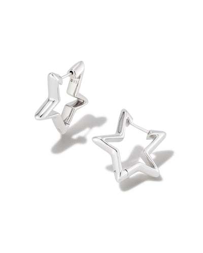 Kendra Scott Star Silver Huggie Earrings