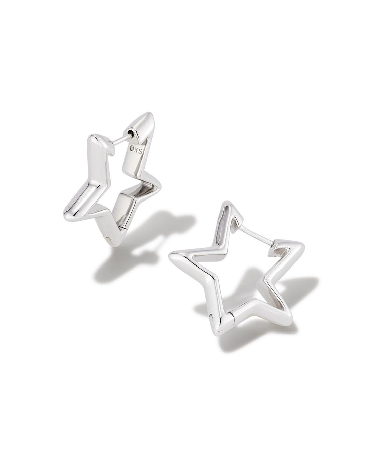 Kendra Scott Star Silver Huggie Earrings
