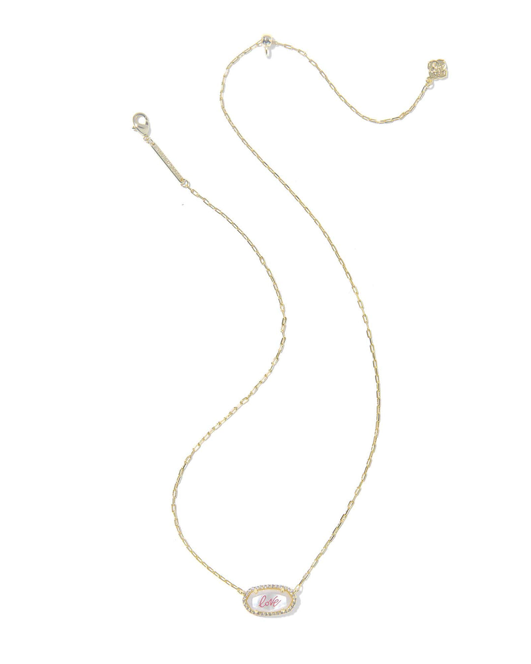Kendra Scott Elisa Pave Gold Pearl Love Script