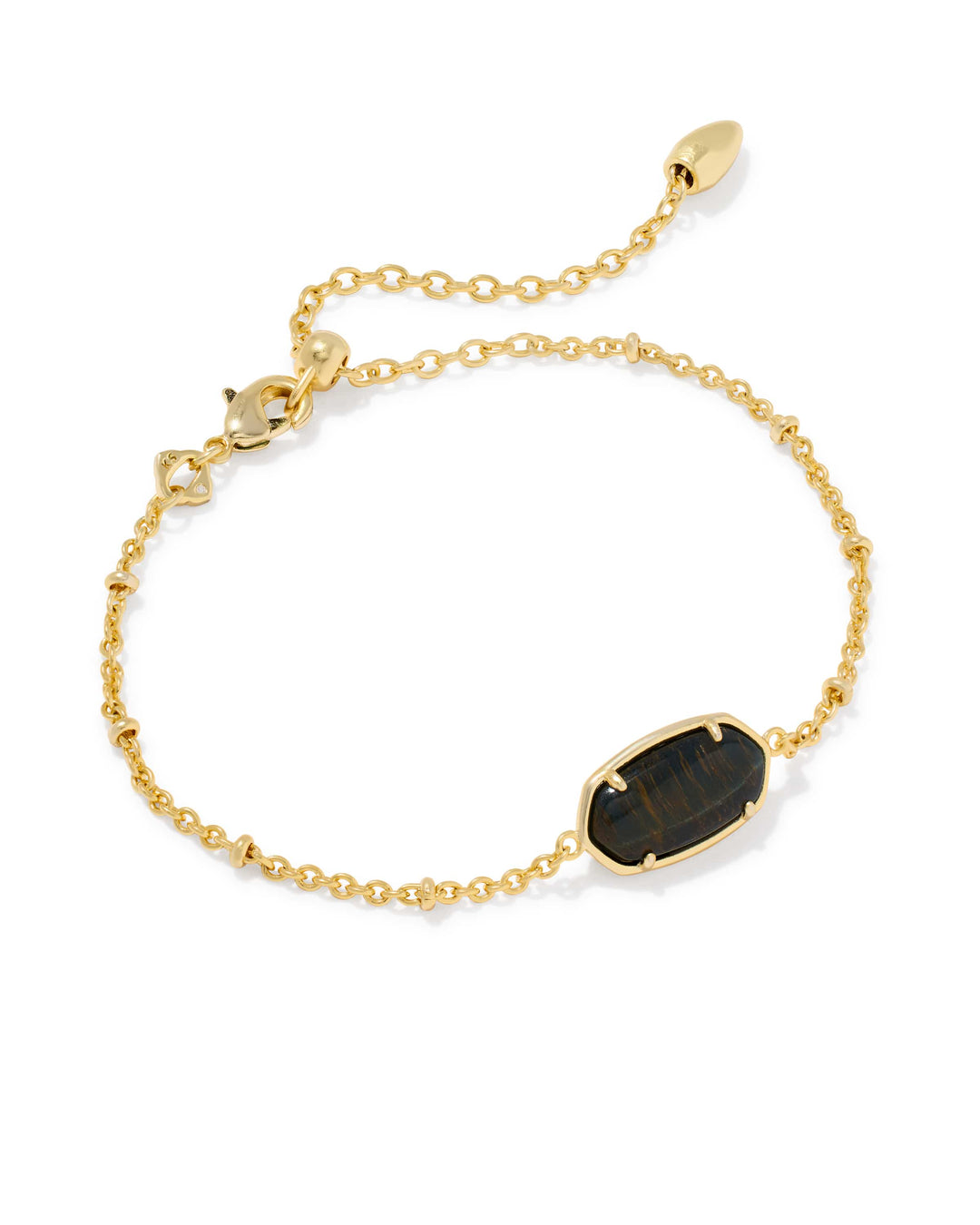 Kendra Scott Tiger Striped Elaina Gold Chain Bracelet - Dark Brown Hawk’s Eye
