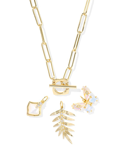 Kendra Scott Bianca Butterfly Gold Charm Necklace in  Iridescent White Mix