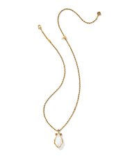 Kendra Scott Alexa Locket Vintage Gold Short Pendant Necklace in Ivory Mother of Pearl