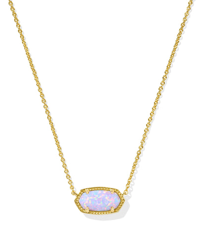 Kendra Scott Elisa Gold Short Pendant Necklace in Lilac Kyocera Opal