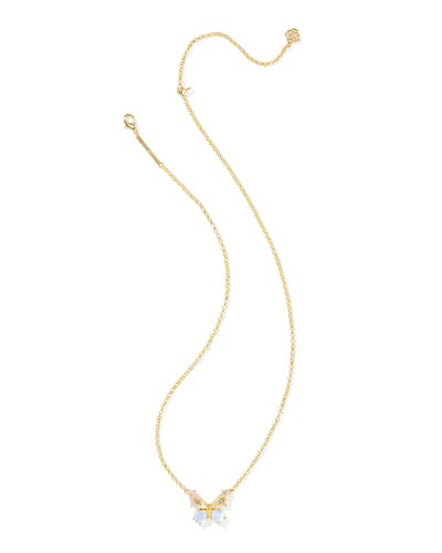 Kendra Scott Bianca Butterfly Gold Pendant Necklace in Iridescent White Mix