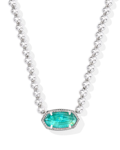 Kendra Scott Elisa Silver Beaded Necklace in Bright Aqua Illusion
