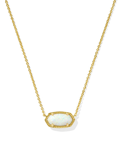 Kendra Scott Elisa Gold Short Pendant Necklace in Light Yellow Kyocera Opal