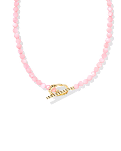 Kendra Scott Sylvia Gold Pink Chalcedony Strand Necklace