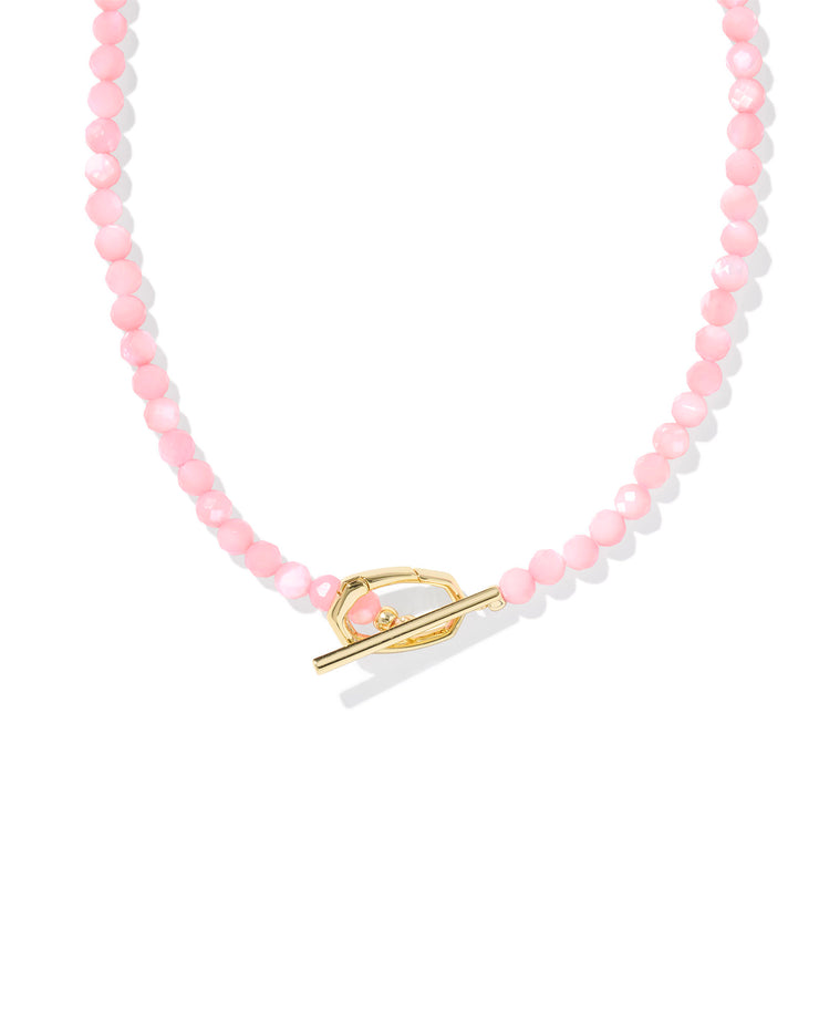 Kendra Scott Sylvia Gold Pink Chalcedony Strand Necklace
