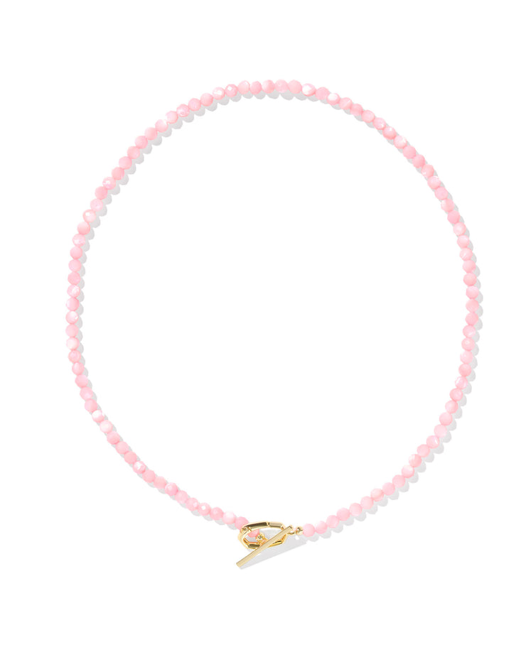 Kendra Scott Sylvia Gold Pink Chalcedony Strand Necklace