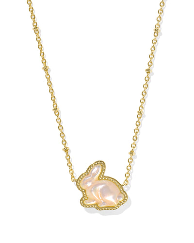 Kendra Scott Bunny Gold Short Pendant Necklace in Taupe Mother-of-Pearl