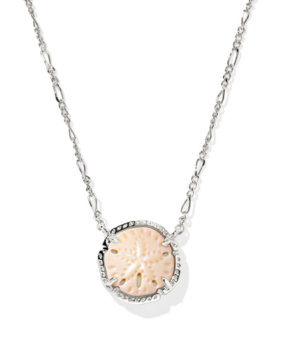 Kendra Scott Sand Dollar Silver Natural Mother of Pearl Short Pendant Necklace