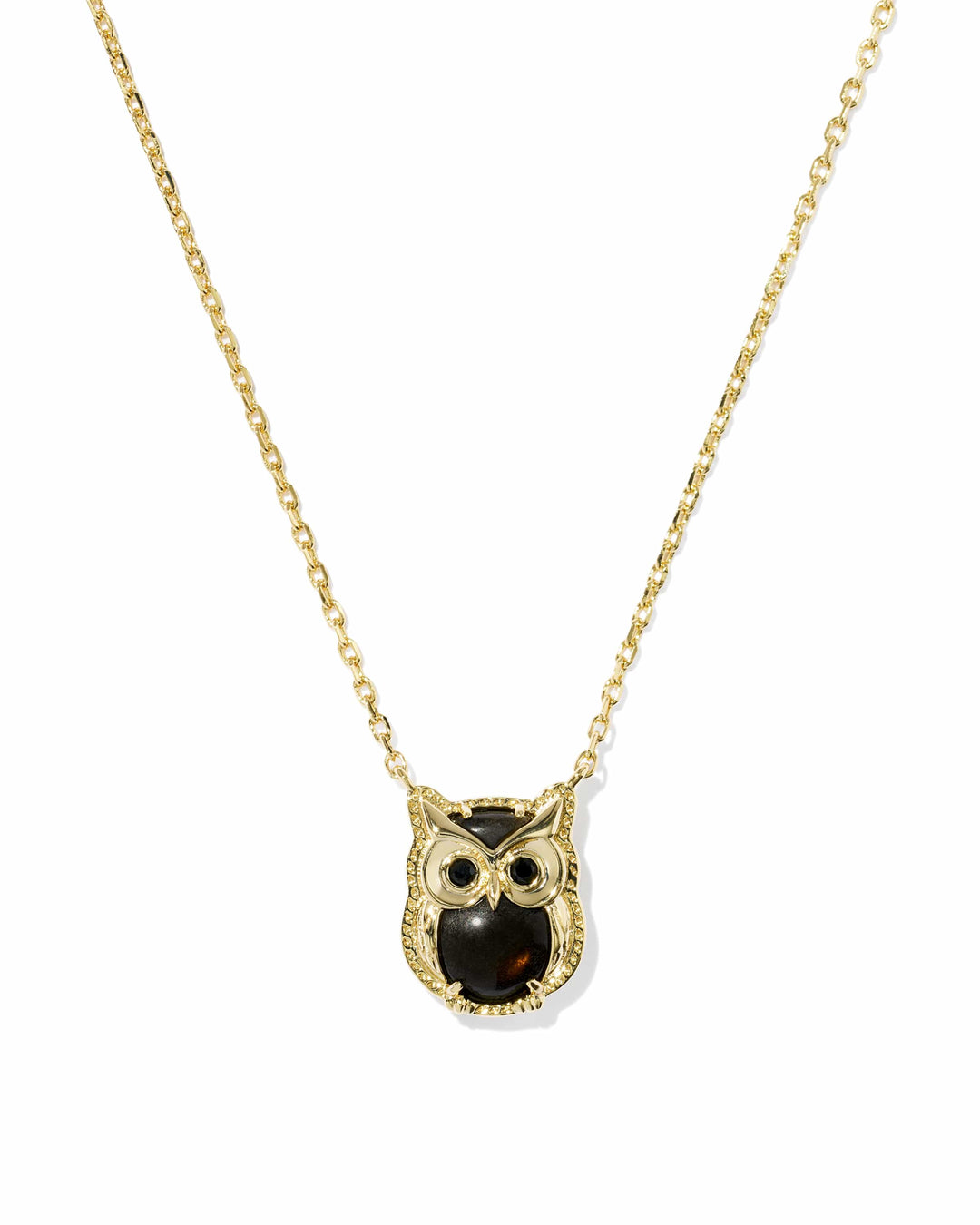 Kendra Scott Owl Gold Short Pendant Necklace in Sheen Obsidian Owl Gold Pendant Necklace | Reversible Short Necklace Necklaces