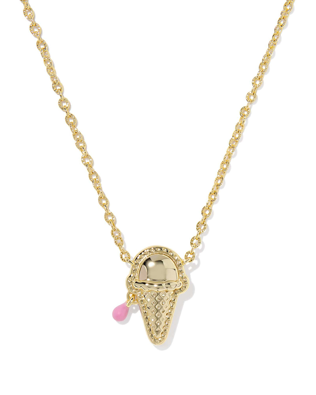 Kendra Scott Ice Cream Gold Pendant Necklace in Pastel Pink Mother of Pearl