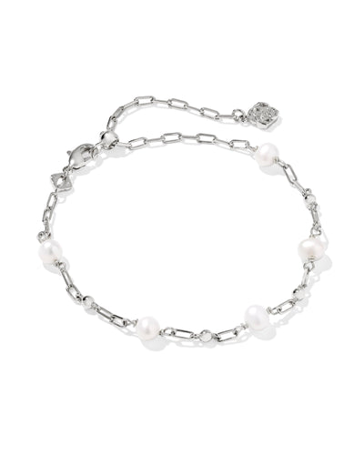 Kendra Scott Ashton Silver Freshwater Cultured Pearl Delicate Chain Bracelet
