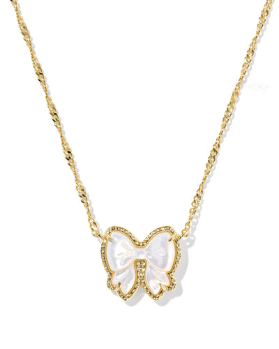 Kendra Scott Haley Gold Bow Ivory Mother of Pearl Pendant Necklace