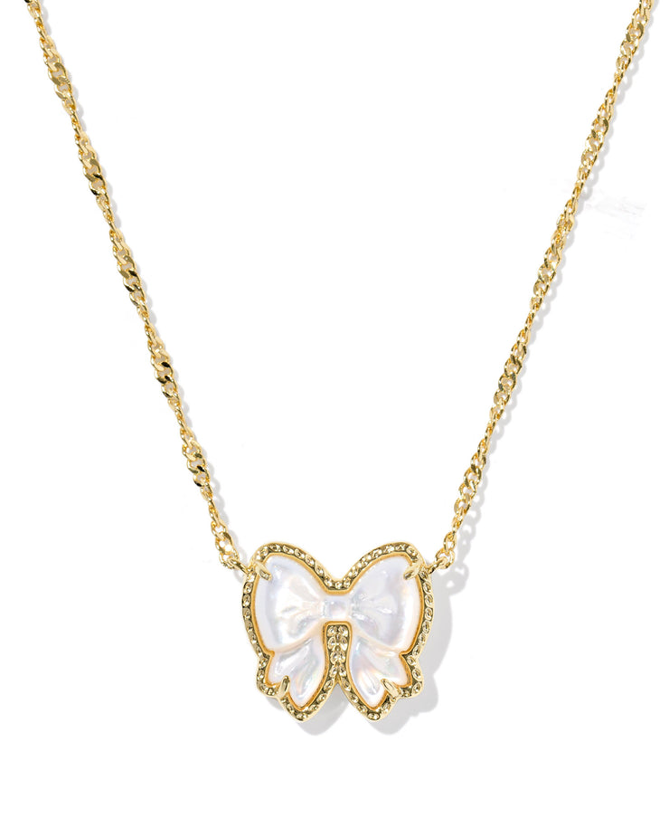 Kendra Scott Haley Gold Bow Ivory Mother of Pearl Pendant Necklace