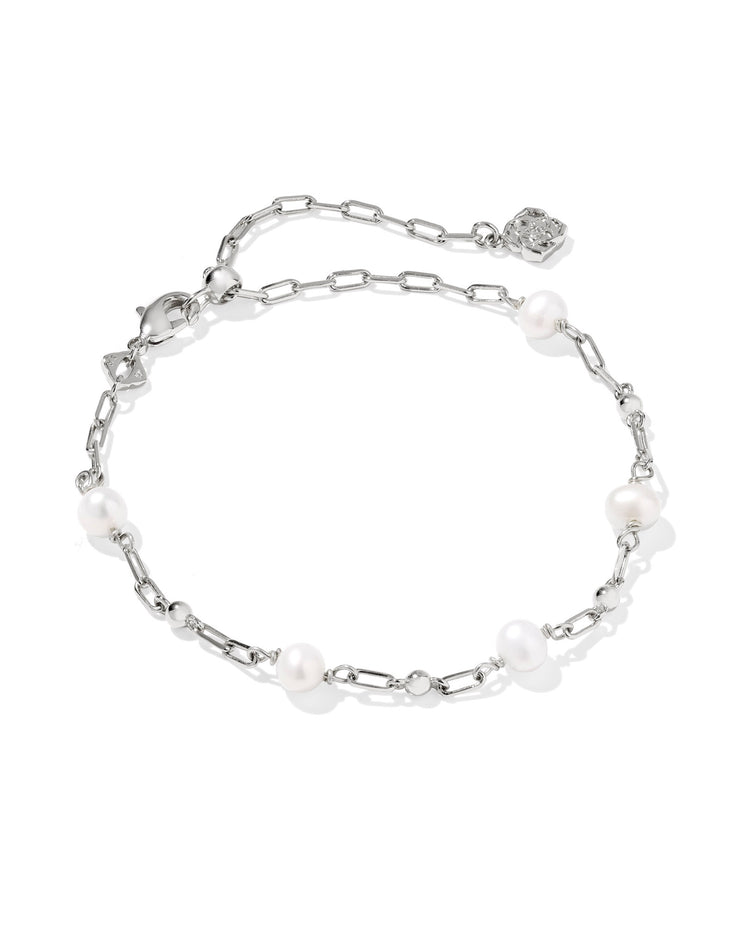 Kendra Scott Ashton Silver Freshwater Cultured Pearl Delicate Chain Bracelet