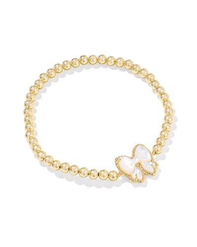 Kendra Scott Haley Gold Bow Ivory Mother of Pearl Stretch Bracelet