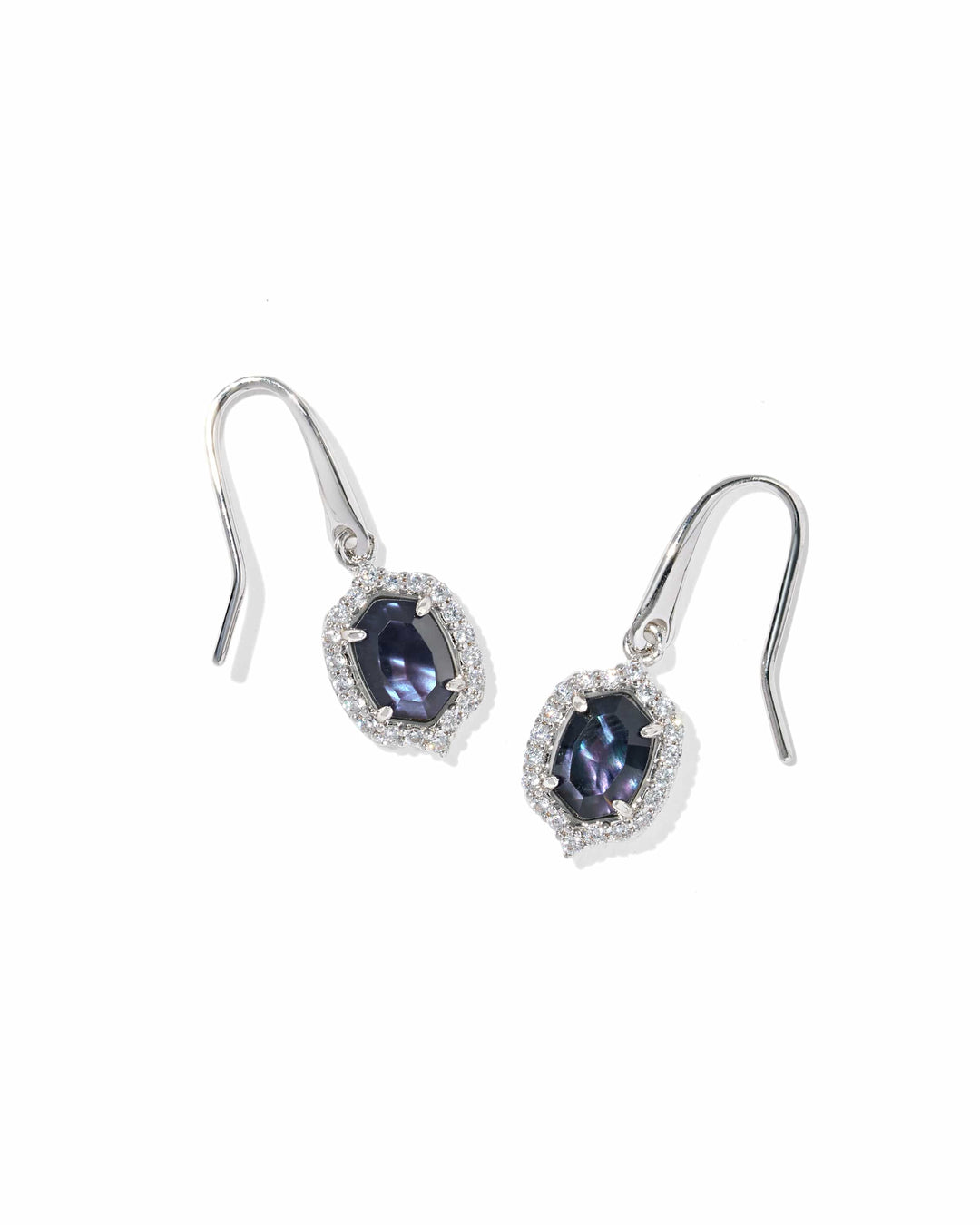Kendra Scott  Daphne Crystal Frame Silver Drop Earrings in Dark Indigo Illusion