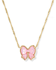 Kendra Scott Haley Gold Bow Blush Ivory Mother of Pearl Pendant Necklace